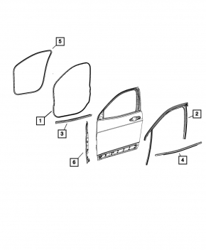 Molding door-glass central front left Jeep Cherokee KL 14- chrome
