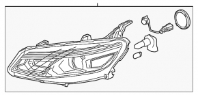Headlight front left naked Chevrolet Malibu 19- halogen, sand