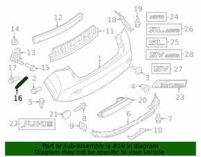 Rear bumper mount under the left light Nissan Juke 11-17 Nismo rs