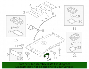 Right ceiling handle for Kia Sorento 10-15