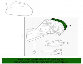 Right mirror element for Toyota Prius 50 Prime 17-20, heated, convex