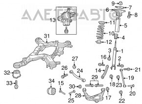 Trunnion with hub rear right Dodge Durango 11-18 with casing and cable