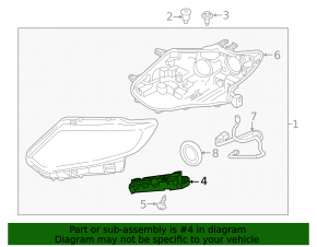 Right headlight mount Nissan Rogue 14-16