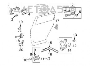 Door limiter rear right Toyota Highlander 08-13