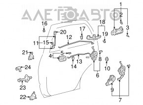 Upper rear left door hinge Lexus IS200 IS300 99-05