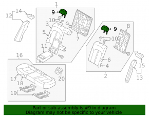 Kia Optima 16-18 right rear headrest, black cloth
