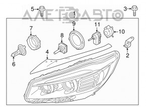 Headlight front right complete Kia Sorento 16-18 prerest led