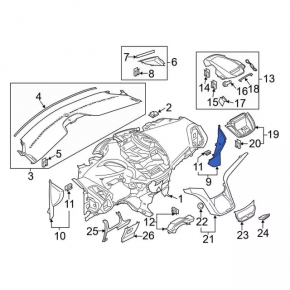 Dashboard side cover left Ford C-max MK2 13-18 beige