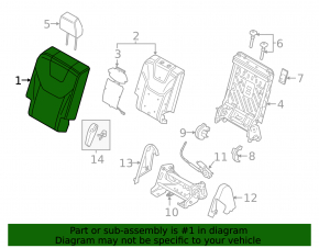 Right rear seat backrest, 2nd row, Ford Edge 15-24, gray leather with perforation, heated, scratched, dented