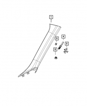 Jeep Grand Cherokee WL 21-25 Upper Left Front Pillar Trim, Black Fabric