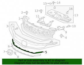 Upper grille molding Honda Accord 16-17 chrome