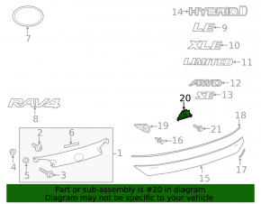 Fastening of the trunk door molding lower Toyota Rav4 16-18 rest
