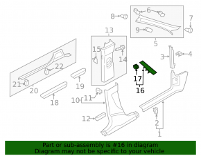 Center pillar trim upper belt right Audi Q3 8U 15-18 black