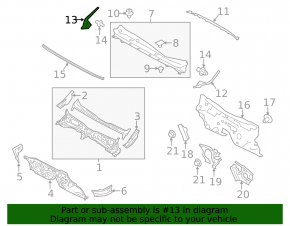 Windscreen wiper seal left Subaru XV Crosstrek 13-17