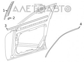 Molding door-glass central front left Mercedes W167 GLE 350 450 20-23 chrome
