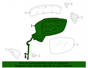 Side mirror right Mazda 6 13-16 6 pins