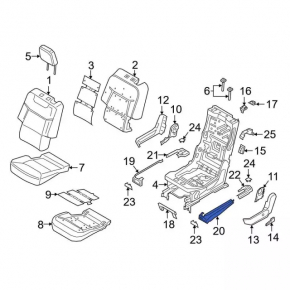 2nd row left front seat runner plug, black, with trim, Ford Explorer 20-25