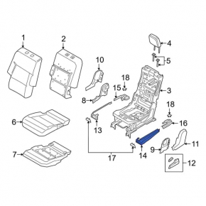 2nd row left front seat runner plug, black, with trim, Ford Explorer 20-25