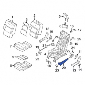 2nd row left front seat runner plug, black, with trim, Ford Explorer 20-25