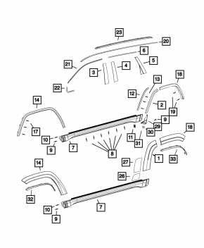 Front right fender arch trim Jeep Grand Cherokee WK2 11-16 structure