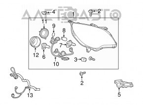 Headlight front left naked Chevrolet Equinox 10-15 dorest