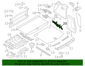 Trunk curtain guide left BMW X3 G01 18-21 black