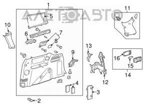 Left rear pillar trim for Toyota Sienna 2010-2011