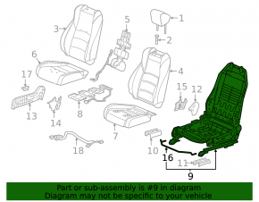 Passenger seat Honda Accord 18-22 without airbag, mechanical, cloth black