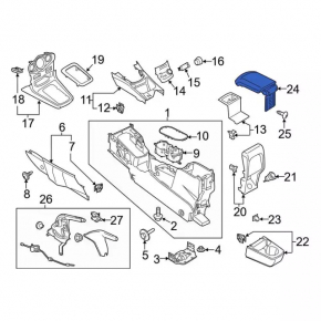 Armrest Ford Fiesta 11-19 leather, black