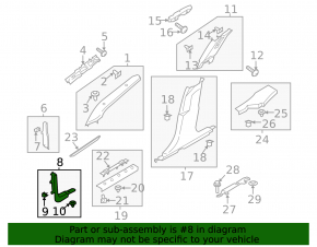 Front pillar trim lower right Ford Fusion mk5 13-16 black, scratch