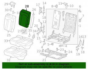 Audi Q8 19-23 2nd row seat upholstery, dark gray leather, upper left