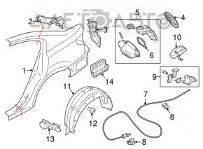 Quarter wing rear left Subaru Legacy 15-19 graphite, with central pillar, bumps, dent