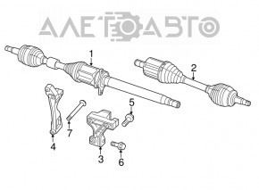 Drive axle shaft front right Jeep Cherokee KL 14-16 3.2 FWD