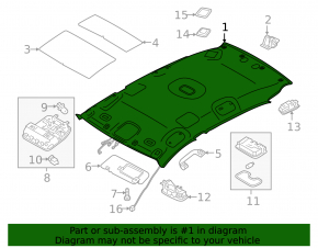 Kia Sportage 20-22 headliner without panoramic windows, gray