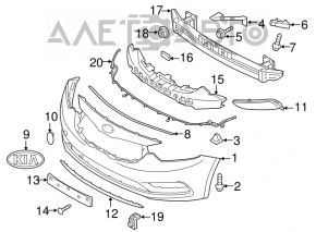 Bare front bumper Kia Forte 4d 14-16 pre-rest for parking sensors