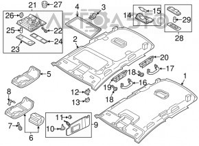 Headlining VW Passat b7 12-15 USA gray under the hatch