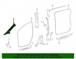 Upper right front pillar trim for Toyota Sienna 21-26, gray, plastic turned white