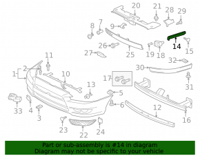 Left front bumper mount for Mitsubishi Lancer 10-17
