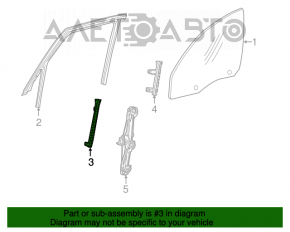 Front right door glass guide Fiat 500L 14-19 front