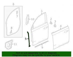 Front left door seal on the end of Acura MDX 14-20