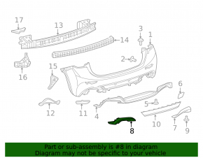 Rear bumper molding left Infiniti QX30 17- S broken mount
