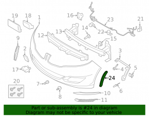 Front Bumper Reflector Left Lincoln MKZ 13-16