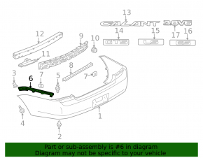 Rear bumper mount left Mitsubishi Galant 04-08 broken mount