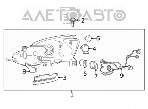 Headlight front right Nissan Sentra 16-19 complete rest led