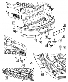 Rear Bumper Reinforcement Chrysler 200 4d 11-14