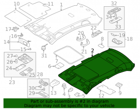 Ceiling trim VW Jetta 11-18 USA under sunroof beige, for cleaning