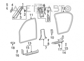 Right center pillar trim, upper belt, Lexus ES300 ES330