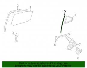 Long rear right door glass guide for Lexus LS460 LS600h 07-17