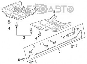 Left underbody protection for Honda Accord 14-17 hybrid, worn, torn fastener
