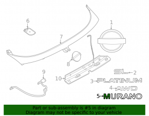 Emblem inscription Murano trunk door Nissan Murano 25-26
